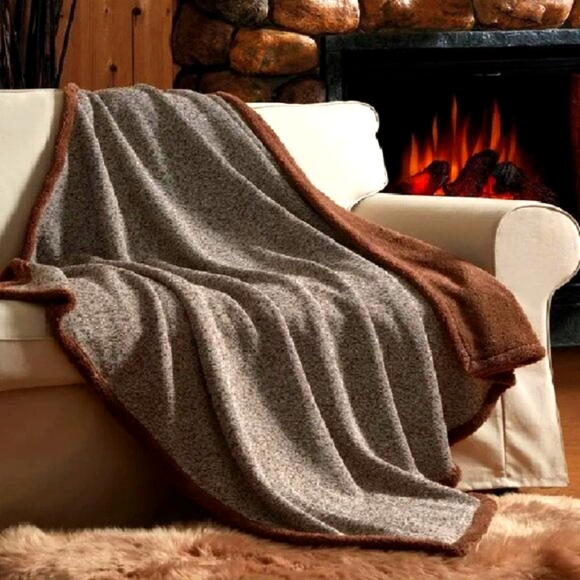 Fireside Other - Fireside Home Heathered Knit Fleece Reverse Throw 50 x 60 Brown NEW